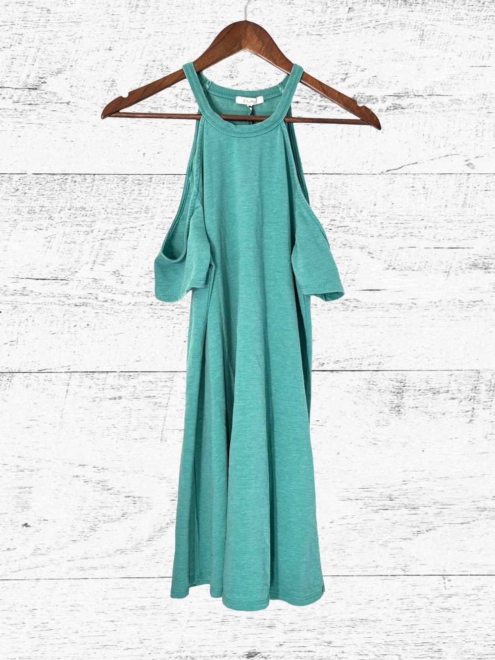 Z Supply Teal Cold-Shoulder Swing Dress